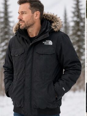The North Face Men’s 550 Down Insulated Winter Parka Black Large Faux Fur Hood